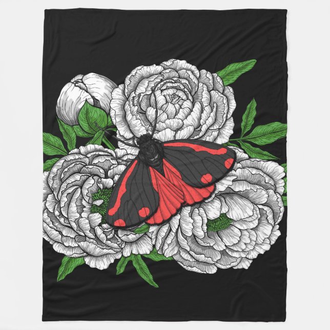 The cinnabar moth fleece blanket (Front)