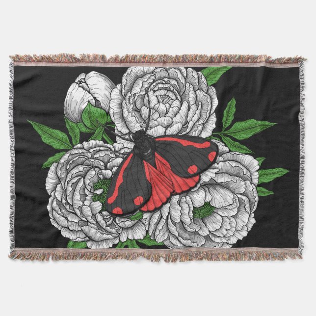 The cinnabar moth throw blanket (Front)