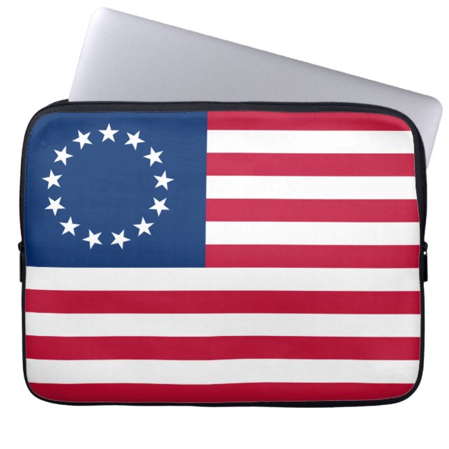 The Circle of Stars, American Flag by Betsy Ross Laptop Sleeve (Front)