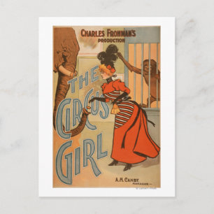 The Circus Girl - Feeding Elephant and Monkey Postcard