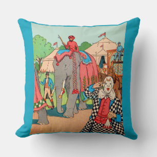 The circus is coming to town print cushion