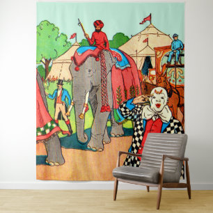 The circus is coming to town print tapestry