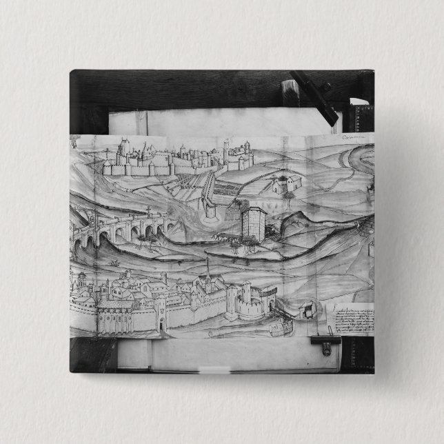 The city and the village of Carcassonne, 1462 15 Cm Square Badge (Front)