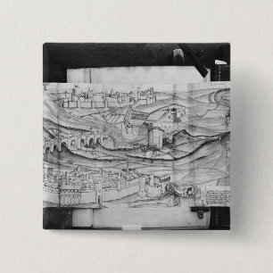 The city and the village of Carcassonne, 1462 15 Cm Square Badge