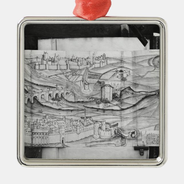 The city and the village of Carcassonne, 1462 Metal Tree Decoration (Front)