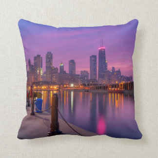 The City Dreams - Chicago Skyline At Dusk Cushion