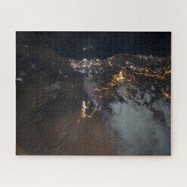 The City Lights Of Jazan And Its Suburbs Jigsaw Puzzle (Horizontal)