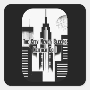 The City Never Sleeps Hustle Skyline Design Square Sticker