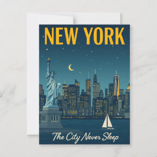 The City Never Sleeps New York Travel Postcard