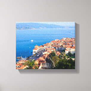 the city of Arona and Lake Maggiore on canvas prin Print