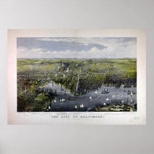 The City of Baltimore by Currier & Ives (1880) Poster