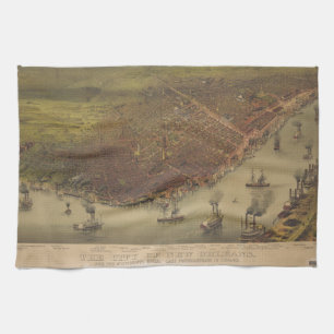 The City of New Orleans Louisiana from 1885 Tea Towel
