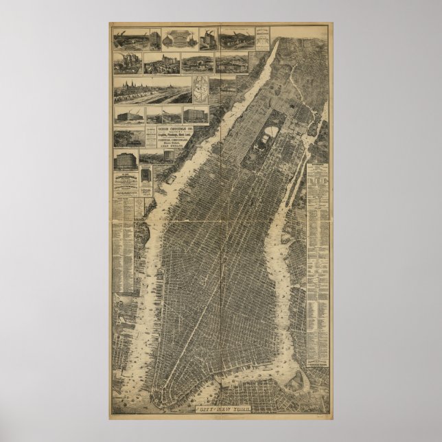 The City of New York Map (1879) Poster (Front)