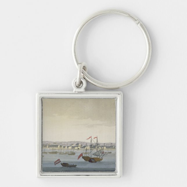 The City of Paramaribo (colour engraving) Key Ring (Front)
