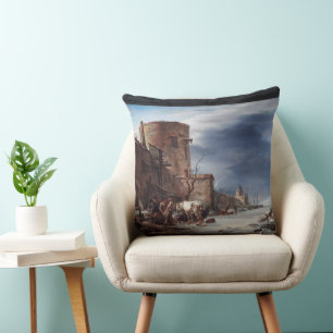 The City Wall of Haarlem in the Winter Cushion
