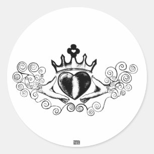 The Claddagh (Black) Classic Round Sticker