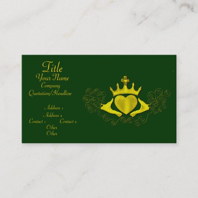 The Claddagh (Gold) Business Card (Front)