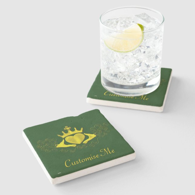 The Claddagh (Gold) Stone Coaster (Side)