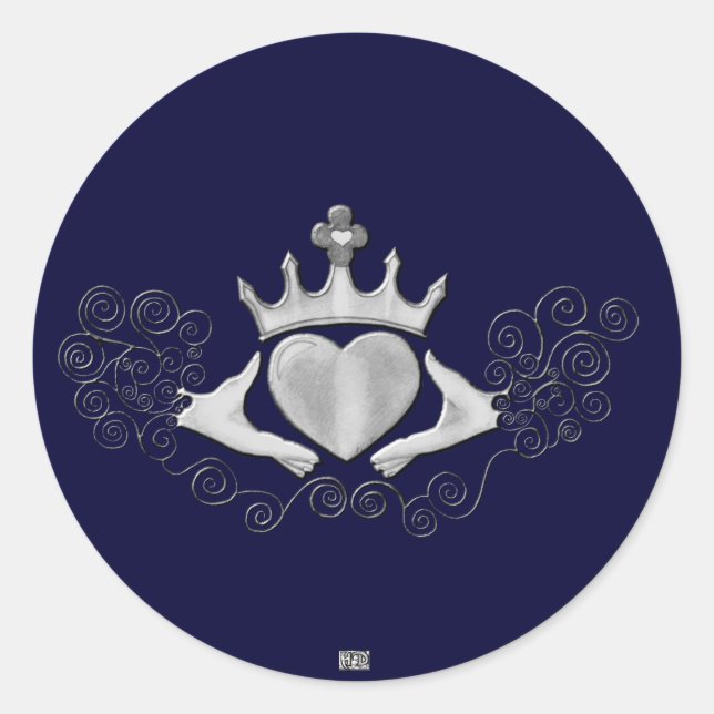 The Claddagh (Silver) Classic Round Sticker (Front)