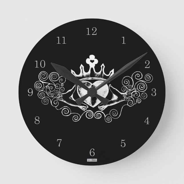 The Claddagh (White) Round Clock (Front)