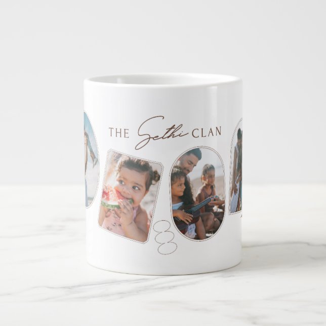 The ___ Clan Personalised Gift | Photo Collage Co Large Coffee Mug (Front)