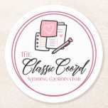 The Classic Coord Round Paper Coaster<br><div class="desc">The Classic Coord coaster features a light pink background, and you can change the logo to your company's.</div>