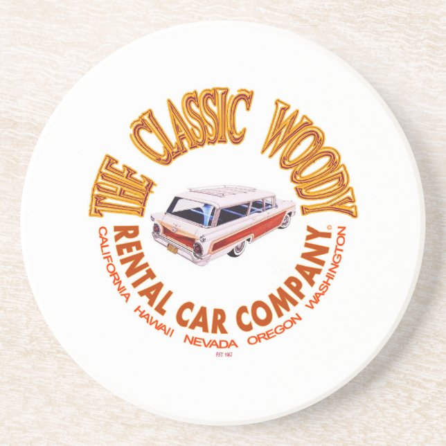 The Classic Woody Rental Car Company Coaster (Front)