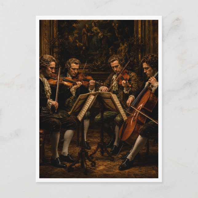 The Classical String Quartet - Vintage Oil Paintin Postcard (Front)