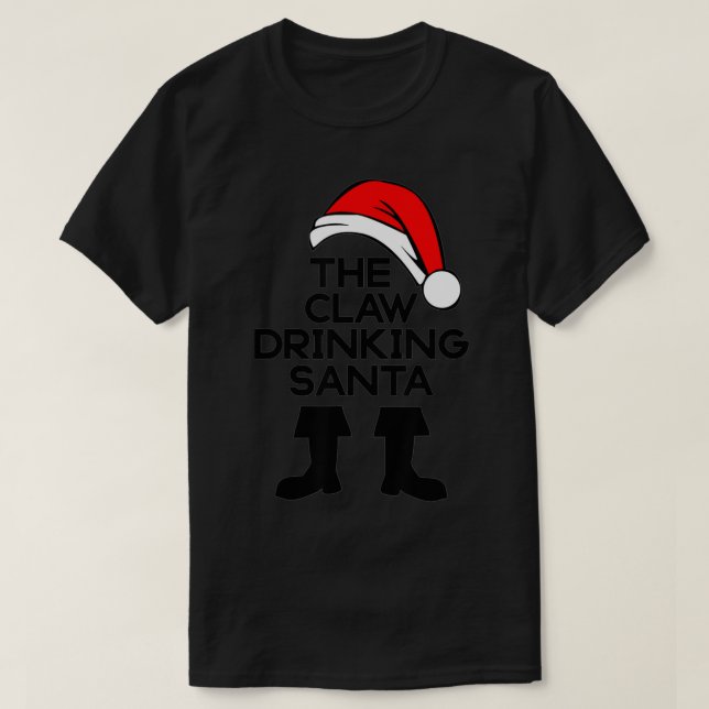 The Claw Drinking Santa Hard Seltzer Christmas Bar T-Shirt (Design Front)