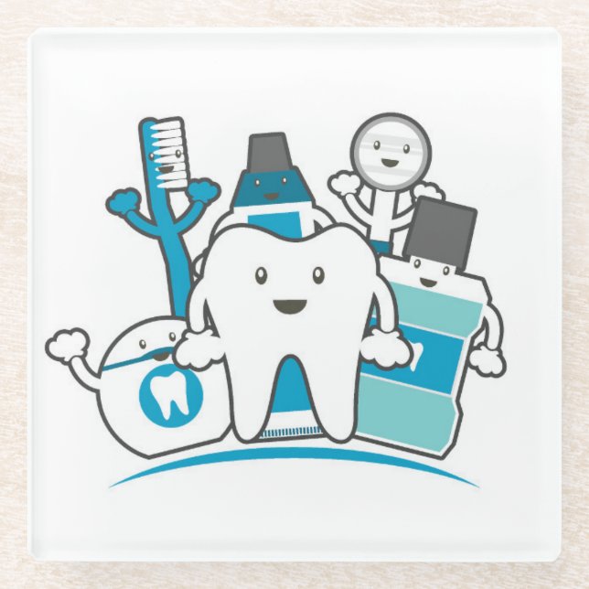 The Clean Teeth Gang Glass Coaster (Front)