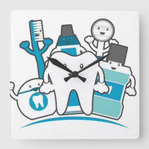 The Clean Teeth Gang Square Wall Clock