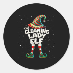 The Cleaning Lady Elf Family Matching Group Christ Classic Round Sticker
