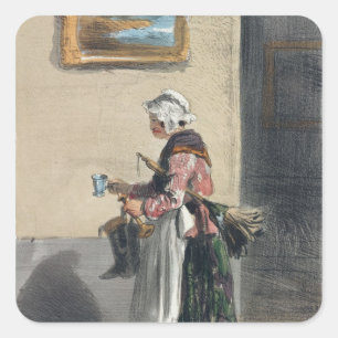 The Cleaning Lady, from 'Les Femmes de Paris' Square Sticker