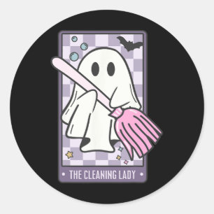 The Cleaning Lady Tarot Card Halloween Housekeeper Classic Round Sticker