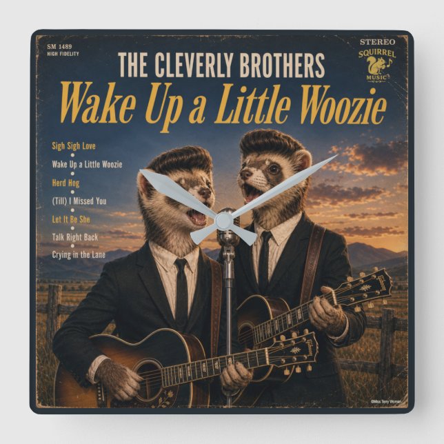 The Cleverly Brothers Album: a parody Square Wall Clock (Front)