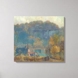 The Cliff at Morning, Ozarks (oil on canvas) Canvas Print