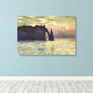 The Cliff Etretat, Sunset by Claude Monet Canvas Print