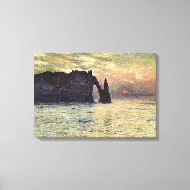 The Cliff Etretat, Sunset by Claude Monet Canvas Print (Front)