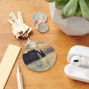 The Cliff Etretat, Sunset by Claude Monet Key Ring
