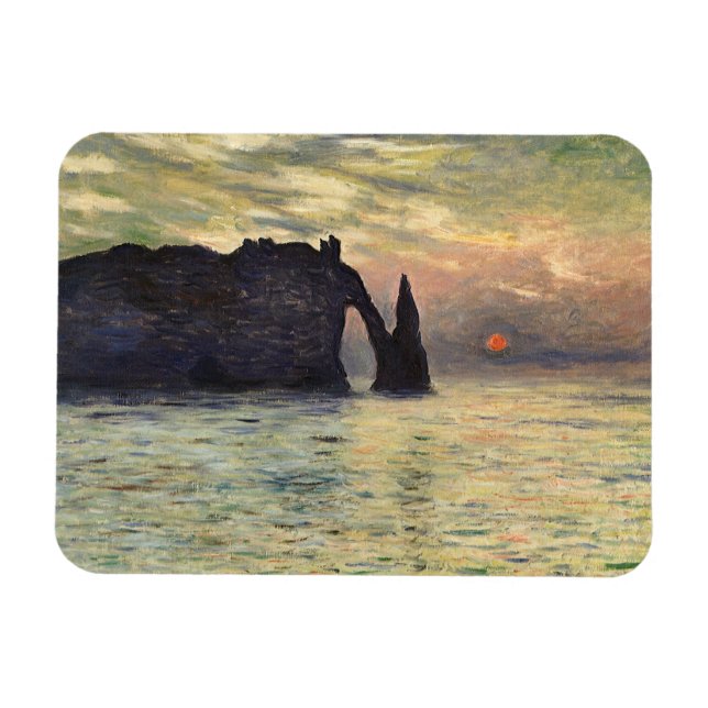 The Cliff Etretat, Sunset by Claude Monet Magnet (Horizontal)