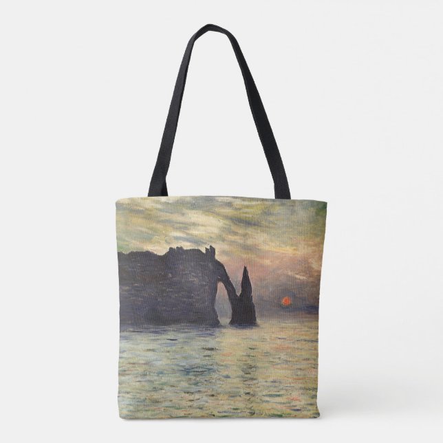 The Cliff Etretat, Sunset by Claude Monet Tote Bag (Back)