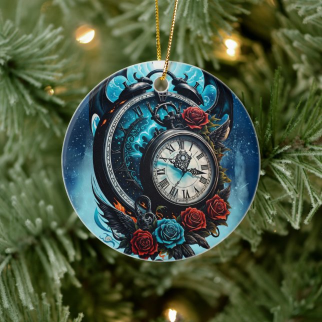 The Clock In the Mist of Infinity.  Ceramic Tree Decoration (Tree)