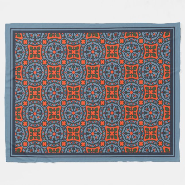 The Cloister Comfort Throw: Mediaeval Geometric Fleece Blanket (Front (Horizontal))