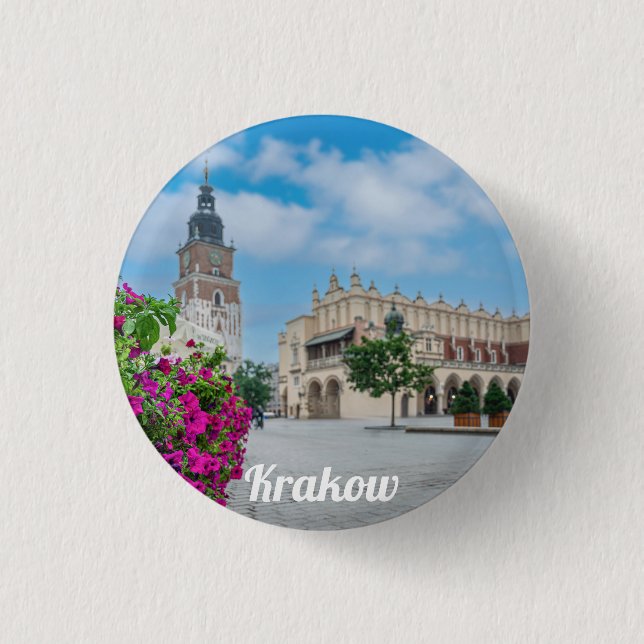 The Cloth Hall in main square in Krakow, Poland 3 Cm Round Badge (Front)