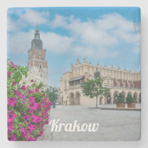 The Cloth Hall in main square in Krakow, Poland Stone Coaster