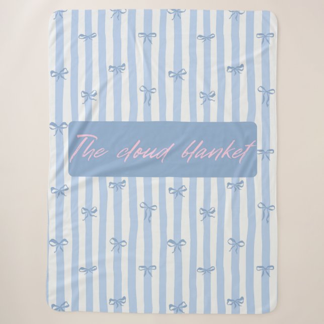 The Cloud Blanket Blue Bows Fleece Throw (Front)