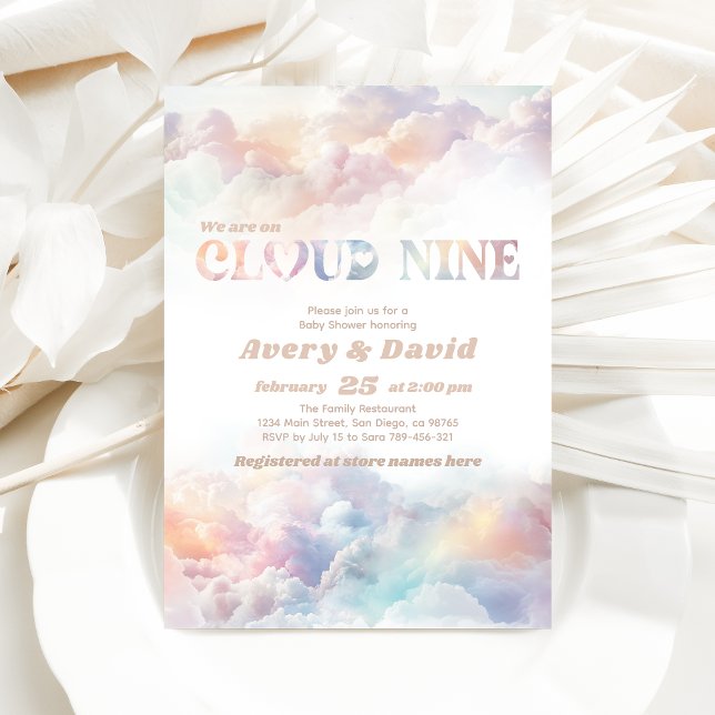 The Cloud Nine Rainbow  fluffy cloud Baby Shower  Invitation (Creator Uploaded)