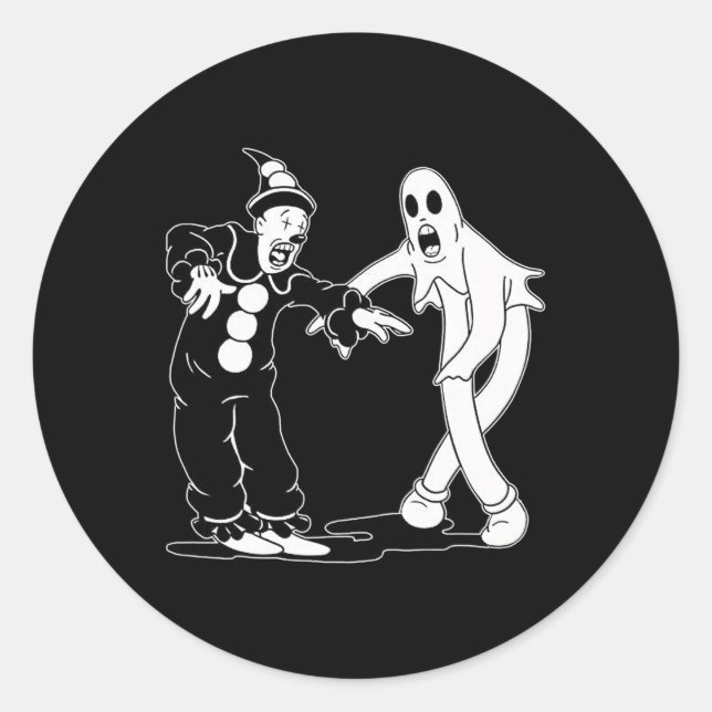 The Clown And Ghost Dancing  Classic Round Sticker (Front)