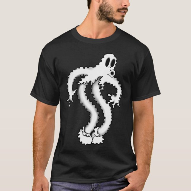 The Clown Ghost Shaky Spooky Blackwork  T-Shirt (Front)