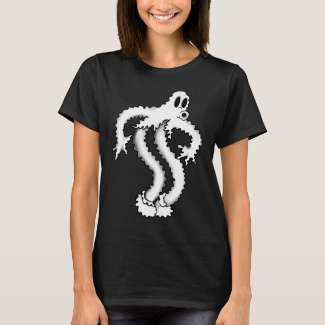 The Clown Ghost Shaky Spooky Blackwork  T-Shirt (Front)